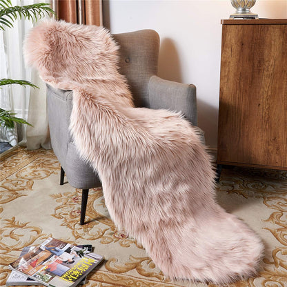 Ultra Soft Fluffy Shaggy Area Rug Faux Fur Rug Chair Cover Seat Pad Fuzzy Area Rug for Bedroom Floor Sofa Living Room (2 x 6 ft Sheepskin, Pink)
