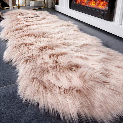 Ultra Soft Fluffy Shaggy Area Rug Faux Fur Rug Chair Cover Seat Pad Fuzzy Area Rug for Bedroom Floor Sofa Living Room (2 x 6 ft Sheepskin, Pink)