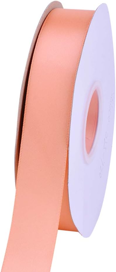 Peach Double Faced Satin Ribbon, 1 Inch Continuous 50 Yards