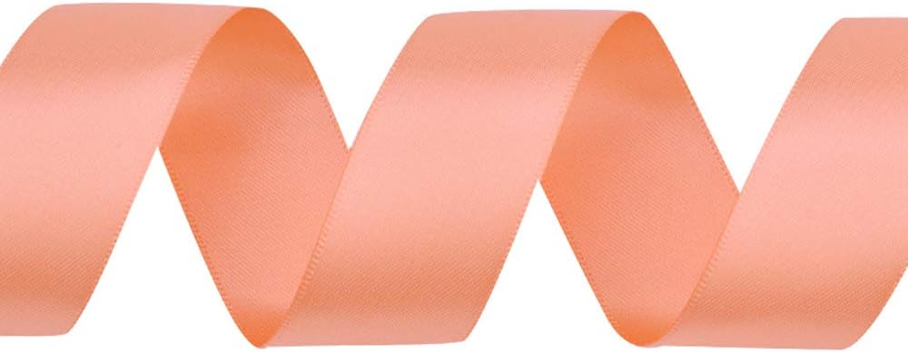 Peach Double Faced Satin Ribbon, 1 Inch Continuous 50 Yards
