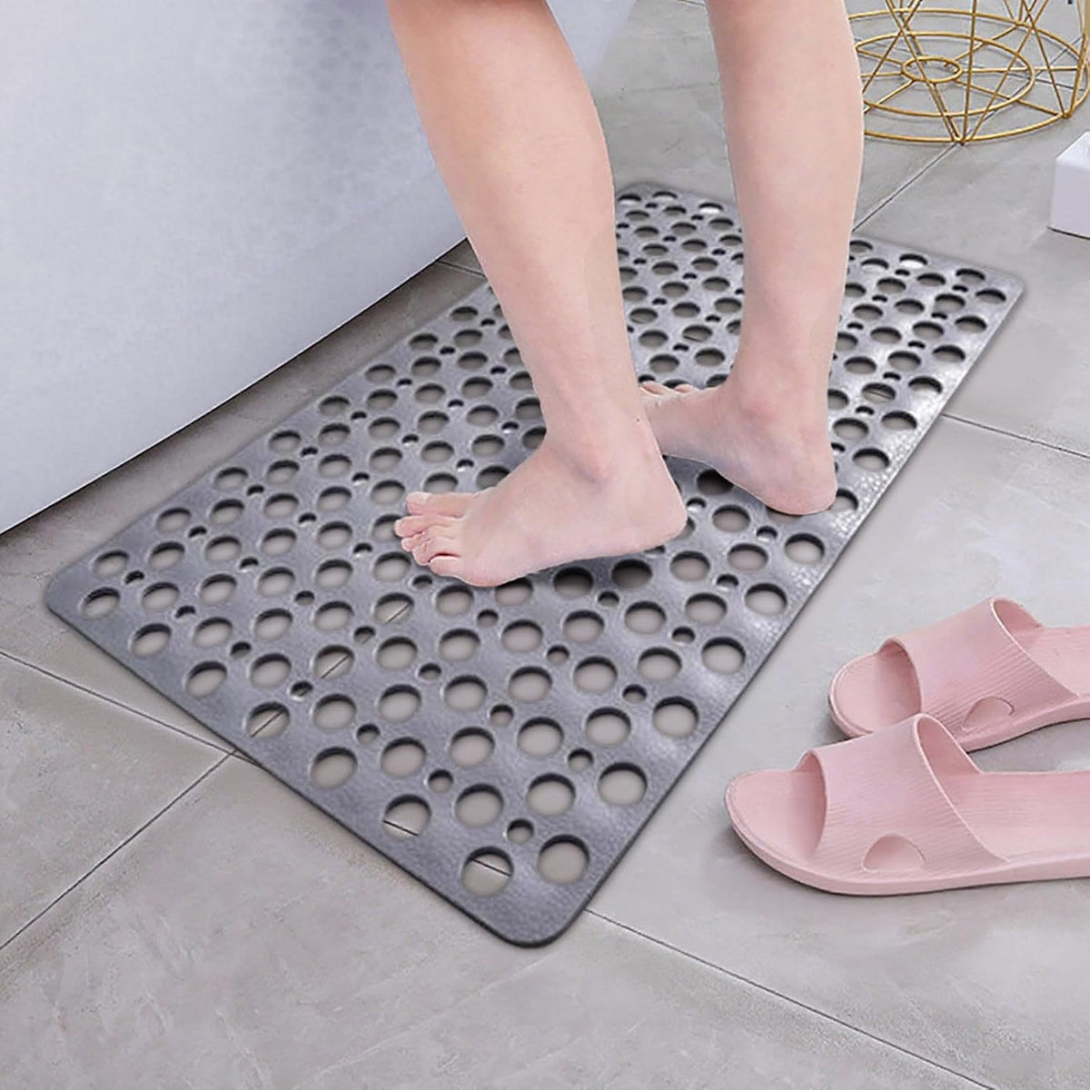 Bath Mat for Tub, 28 X 15 Inches Large Non Slip Machine Washable Easy Clean Bath Mat with Suction Cups and Drain Holes,Durable Pink Bath Mat for Inside Shower Floor,Home,Bathtub,Bathroom