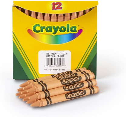 Crayons, Peach, Single Color Crayon Refill, 12 Count Bulk Crayons, School Supplies