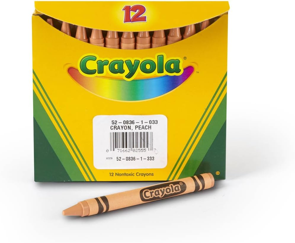 Crayons, Peach, Single Color Crayon Refill, 12 Count Bulk Crayons, School Supplies