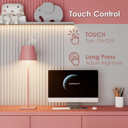 Pink Cordless Table Lamp, 5000mAh Portable LED Rechargeable Lamp