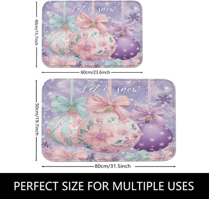 Floral Quick Dry Bath Mat, Pastel Peach Flowers Botanical Absorbent Non Slip Shower Mat, Spring Decorative Flannel Washable Bath Rugs for Bathroom Toilet Restroom 20x32 Inch