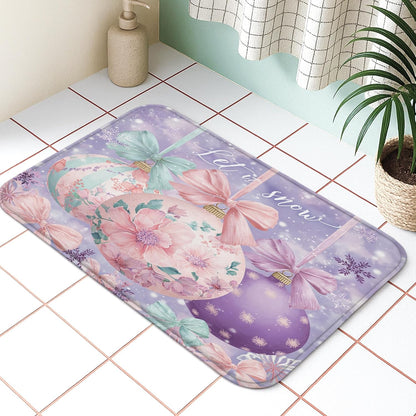 Floral Quick Dry Bath Mat, Pastel Peach Flowers Botanical Absorbent Non Slip Shower Mat, Spring Decorative Flannel Washable Bath Rugs for Bathroom Toilet Restroom 20x32 Inch