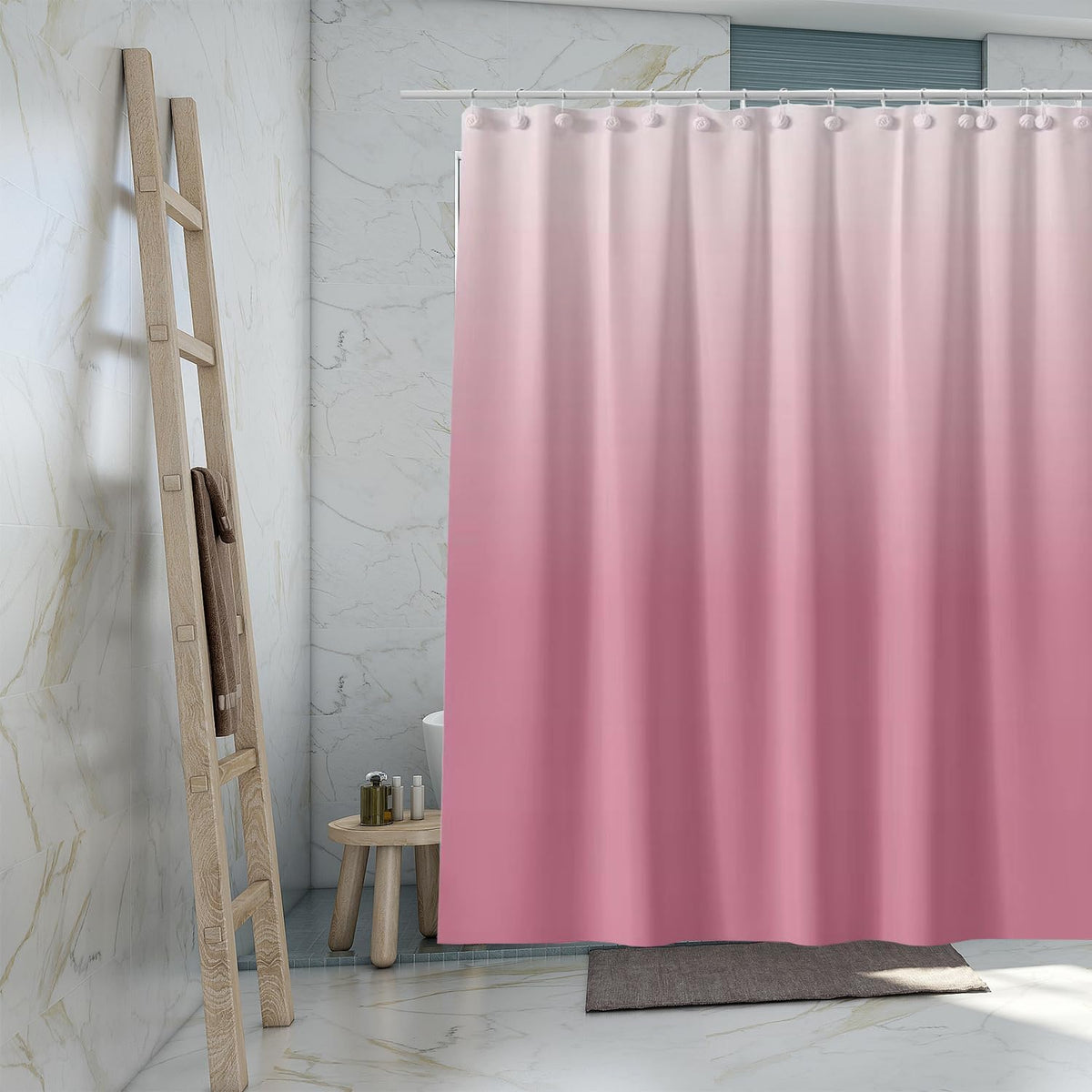 Gradient Pink Shower Curtain Liner, 4G PEVA Shower Liner, Plastic Waterproof Shower Curtains, 72x72 inch with Grommet Holes 3 Magnetic Weights