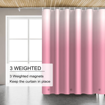 Gradient Pink Shower Curtain Liner, 4G PEVA Shower Liner, Plastic Waterproof Shower Curtains, 72x72 inch with Grommet Holes 3 Magnetic Weights