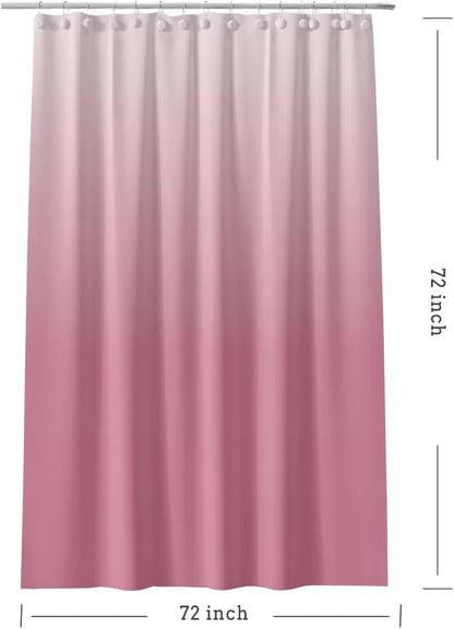 Gradient Pink Shower Curtain Liner, 4G PEVA Shower Liner, Plastic Waterproof Shower Curtains, 72x72 inch with Grommet Holes 3 Magnetic Weights