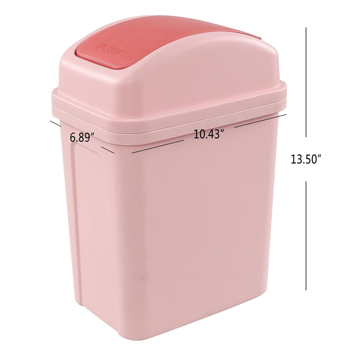 1.8 Gallon Small Garbage Can, Plastic Swing-top Trash Can, Pink