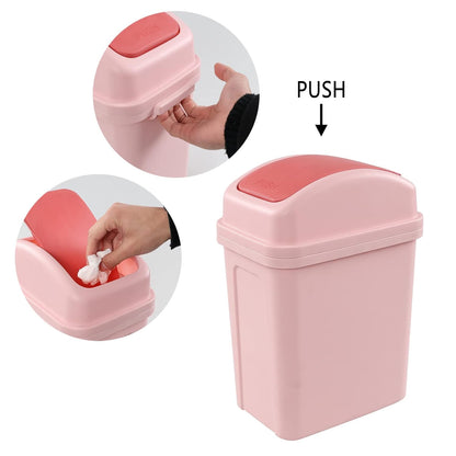1.8 Gallon Small Garbage Can, Plastic Swing-top Trash Can, Pink