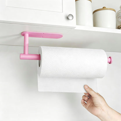 Pink Paper Towel Holder - Self Adhesive Paper Towels Roll Holders Under Cabinet, SUS304 Stainless Steel Wall Mount Towel Holder for Kitchen, Pantry, Sink, Bathroom