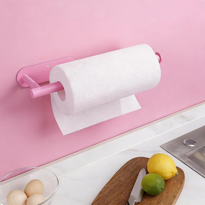 Pink Paper Towel Holder - Self Adhesive Paper Towels Roll Holders Under Cabinet, SUS304 Stainless Steel Wall Mount Towel Holder for Kitchen, Pantry, Sink, Bathroom