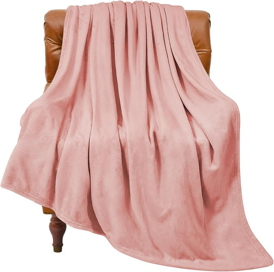 Fleece Blanket Soft Plush Throw for Couch Pink 50"x60"