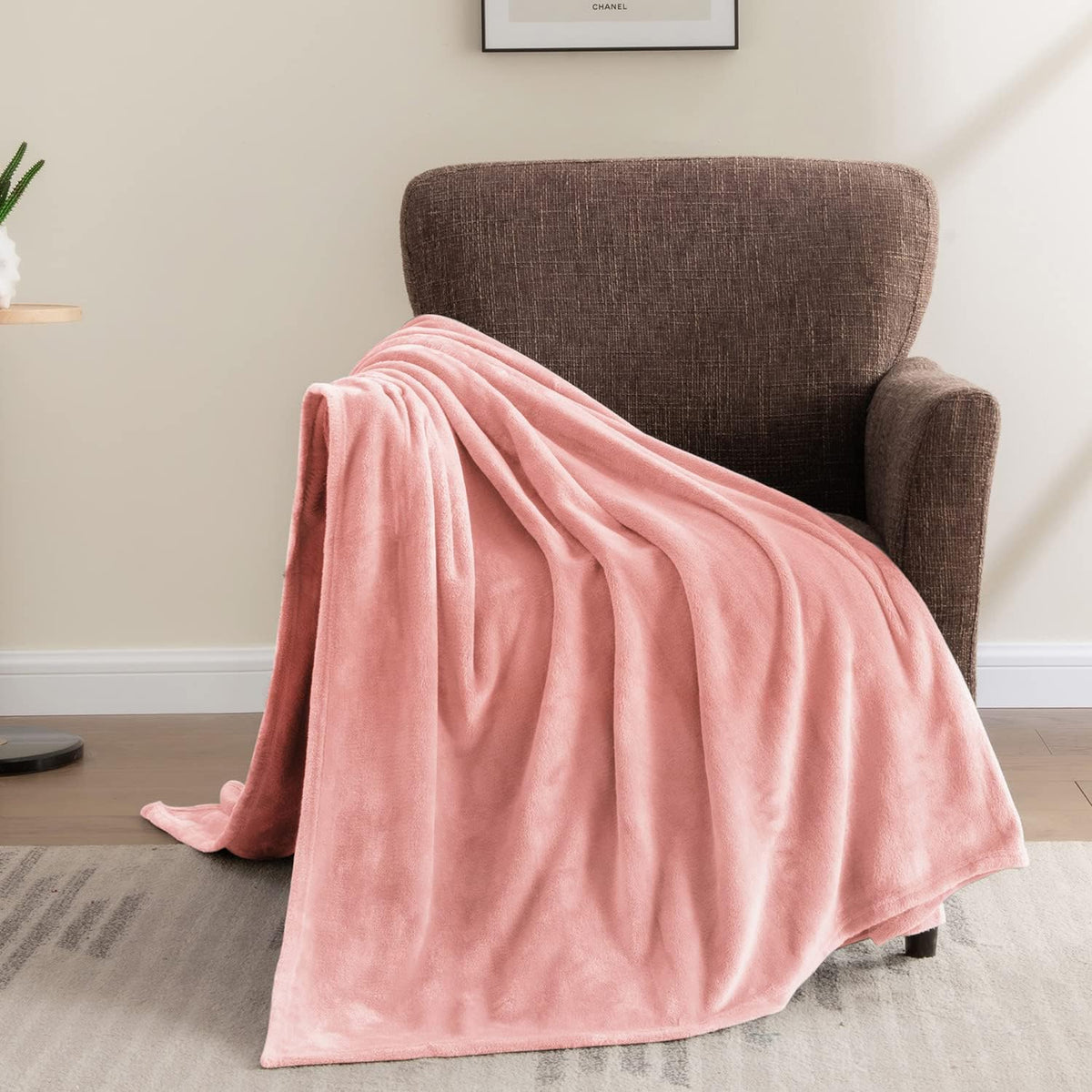 Fleece Blanket Soft Plush Throw for Couch Pink 50"x60"