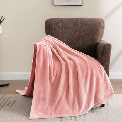 Fleece Blanket Soft Plush Throw for Couch Pink 50"x60"