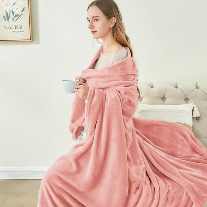 Fleece Blanket Soft Plush Throw for Couch Pink 50"x60"