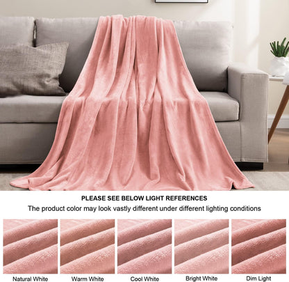Fleece Blanket Soft Plush Throw for Couch Pink 50"x60"