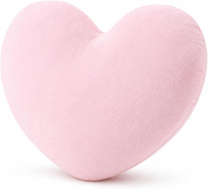 Heart-Shaped Micromink Throw Pillow 15"x17", Plush Cushion (Pink)