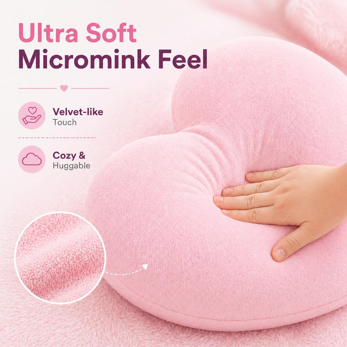 Heart-Shaped Micromink Throw Pillow 15"x17", Plush Cushion (Pink)
