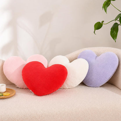 Heart-Shaped Micromink Throw Pillow 15"x17", Plush Cushion (Pink)