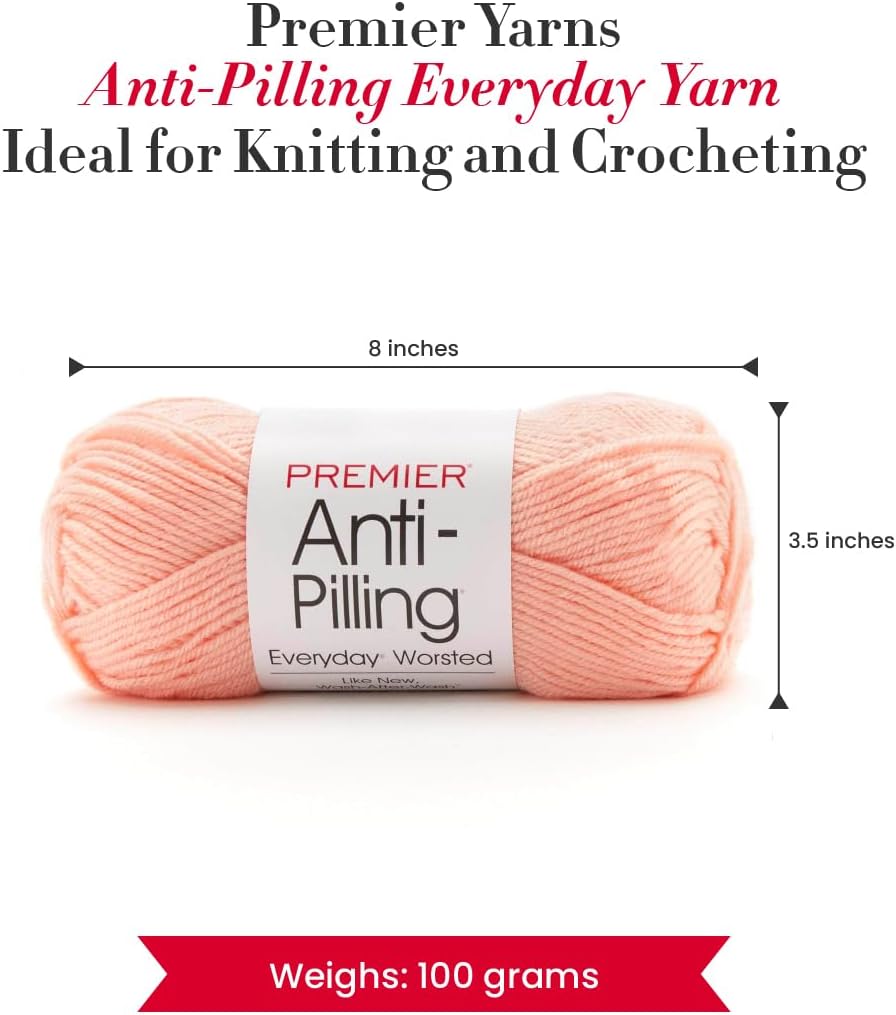 Yarns Everyday Worsted, Soft Peach, Medium Weight, 3.5 oz, 180