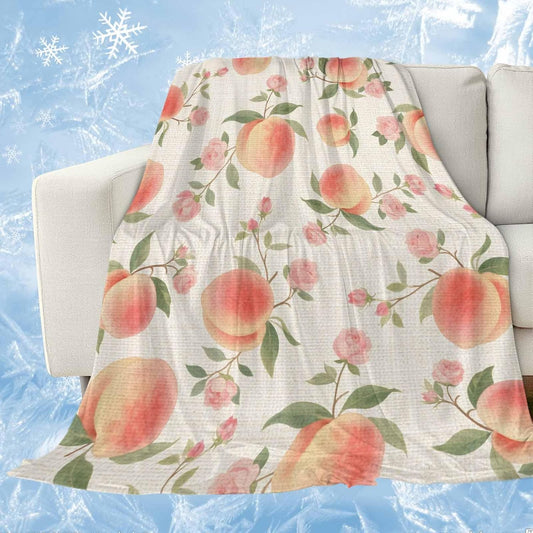 Cooling Blanket for Hot Sleepers,Peach Soft Breathable Cool Summer Blanket for Night Sweats,Spring Floral Green Leaf Botanical Pink Fruit Rustic Lightweight Ice Silk Throw Blankets All Season 30"x40"