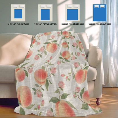 Cooling Blanket for Hot Sleepers,Peach Soft Breathable Cool Summer Blanket for Night Sweats,Spring Floral Green Leaf Botanical Pink Fruit Rustic Lightweight Ice Silk Throw Blankets All Season 30"x40"