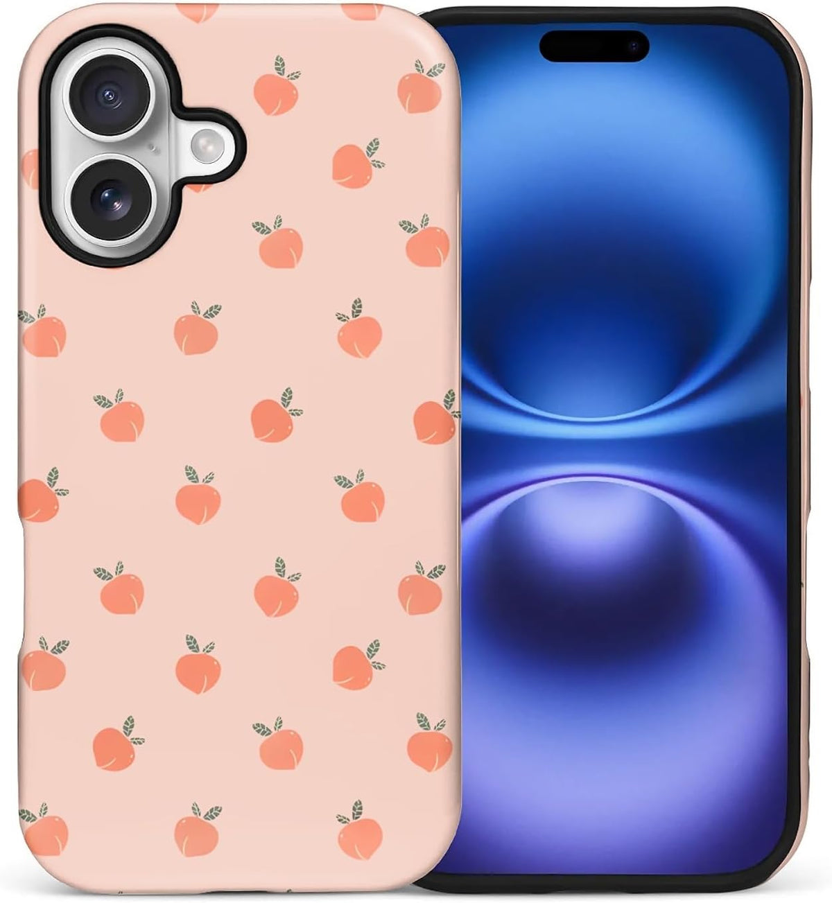 Case for iPhone 17,Mixed 2 Layer Design Shockproof Soft TPU Ddouble Protection Phone Case for iPhone 17-Lovely Pink Peaches