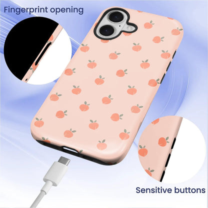 Case for iPhone 17,Mixed 2 Layer Design Shockproof Soft TPU Ddouble Protection Phone Case for iPhone 17-Lovely Pink Peaches