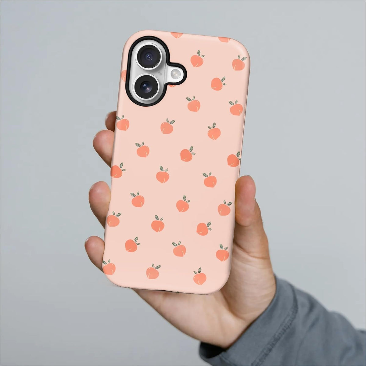 Case for iPhone 17,Mixed 2 Layer Design Shockproof Soft TPU Ddouble Protection Phone Case for iPhone 17-Lovely Pink Peaches