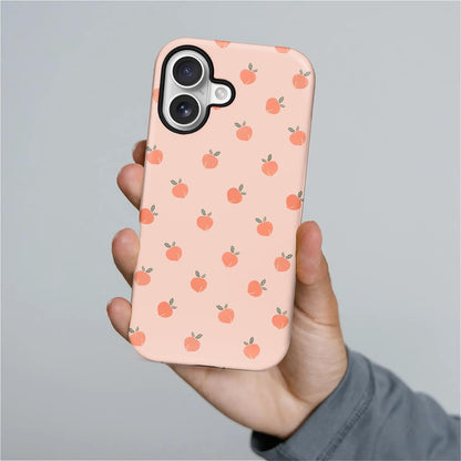 Case for iPhone 17,Mixed 2 Layer Design Shockproof Soft TPU Ddouble Protection Phone Case for iPhone 17-Lovely Pink Peaches