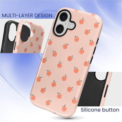 Case for iPhone 17,Mixed 2 Layer Design Shockproof Soft TPU Ddouble Protection Phone Case for iPhone 17-Lovely Pink Peaches