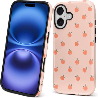 Case for iPhone 17,Mixed 2 Layer Design Shockproof Soft TPU Ddouble Protection Phone Case for iPhone 17-Lovely Pink Peaches