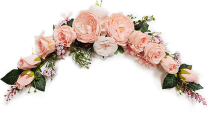 Artificial Peony Flower Swag, Arch Flowers, 20" Length in Bent, Decorative Swag, for Arch Front Door Party Wall Home Decor(Peach)