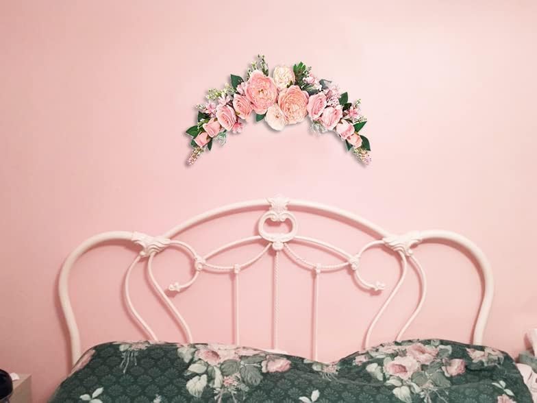 Artificial Peony Flower Swag, Arch Flowers, 20" Length in Bent, Decorative Swag, for Arch Front Door Party Wall Home Decor(Peach)
