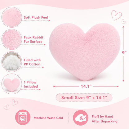 Decorative Heart Pillow - Pink Faux Fur Throw Pillow Room Decor