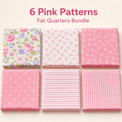 Precut Cotton Fat Quarters Fabric Quilting Bundles for Sewing, (Pink)