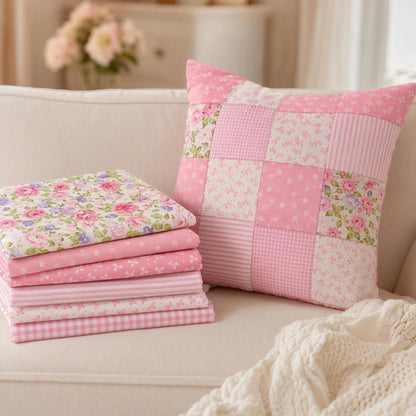 Precut Cotton Fat Quarters Fabric Quilting Bundles for Sewing, (Pink)
