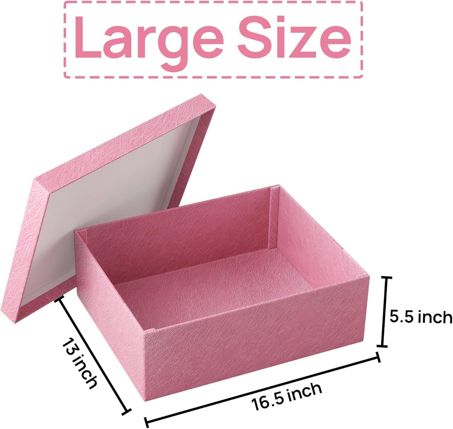Pink Gift Box 16.5''x13''x5.5'' - Large Gift Boxes with Lid for Presents Packaging, Birthday, Christmas, Wedding, Anniversary, Big Gift Box with Ribbon, Shred Filler, Card, Wax Seal (Pink)