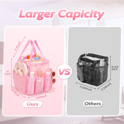 Mesh Shower Caddy Portable with Drawstring, Dorm Room Essentials for College Students Girls, Large Shower Bag for Camping,Swimming,Gym,Travel,Bathroom - Pink