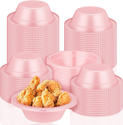 100 Pcs 12oz Pink Disposable Plastic Bowls Pastel Party Supplies