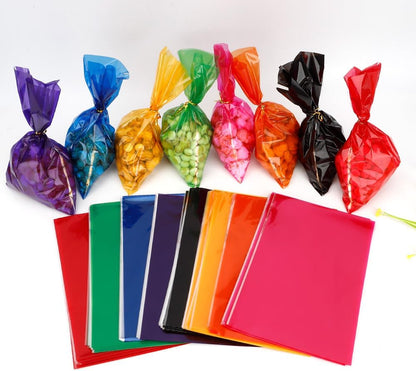 Pink Cellophane Treat Bags, 100 PCS Clear Pink Candy Bags, 6x9 Inch Plastic Clear Cookie Goodie Bag Gift Snack Treat Bag with Twist Ties for Valentines Weddings Birthday Party Favor Supplies