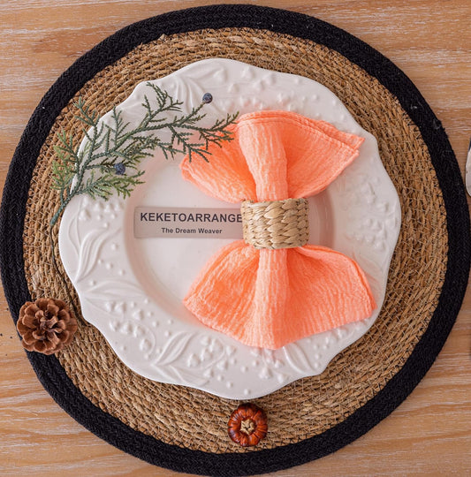 Keketoarrange Cheesecloth Napkins 17x17 Inches Cloth Napkins Reusable for Lunch Dinner Wedding Baby Shower Bridal Shower Party Rustic Boho Decorations Bulk Set of 6 Coral Peach