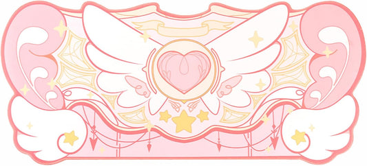 Large Gaming Mouse Pad Kawaii Pink Non-Slip Rubber Back Mouse Pad Big Waterproof Desk Mat for Keyboard and Mouse Perfect for Gaming,or Home Office Work - Star Wings（Super Dense Cloth）