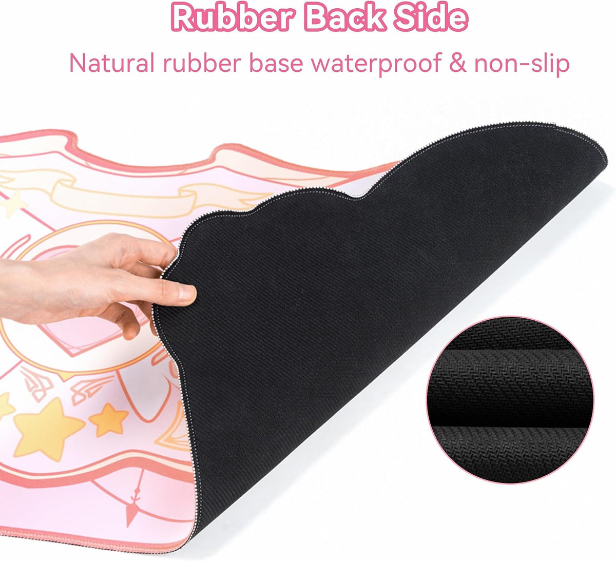 Large Gaming Mouse Pad Kawaii Pink Non-Slip Rubber Back Mouse Pad Big Waterproof Desk Mat for Keyboard and Mouse Perfect for Gaming,or Home Office Work - Star Wings（Super Dense Cloth）