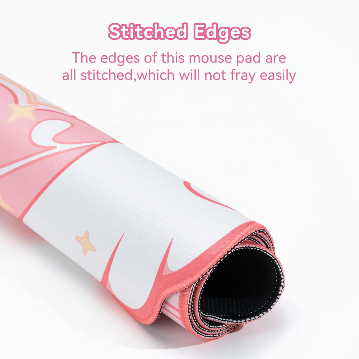 Large Gaming Mouse Pad Kawaii Pink Non-Slip Rubber Back Mouse Pad Big Waterproof Desk Mat for Keyboard and Mouse Perfect for Gaming,or Home Office Work - Star Wings（Super Dense Cloth）