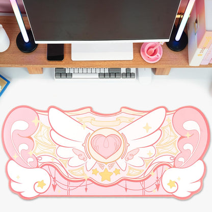Large Gaming Mouse Pad Kawaii Pink Non-Slip Rubber Back Mouse Pad Big Waterproof Desk Mat for Keyboard and Mouse Perfect for Gaming,or Home Office Work - Star Wings（Super Dense Cloth）