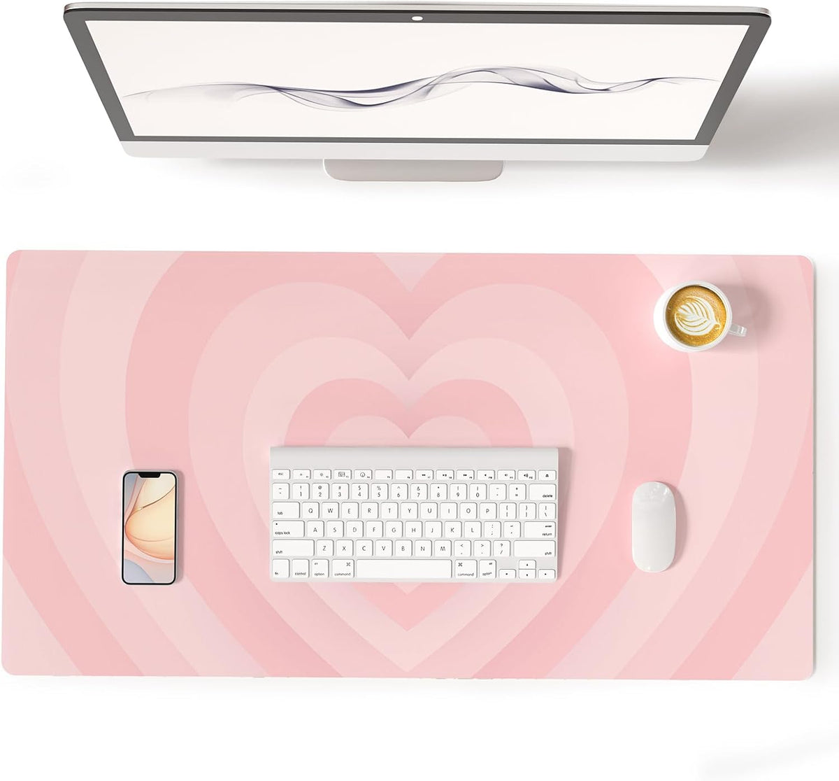 Large Mouse Pad Pink, PU Leather Desk Mat, 31.5" x 11.8"