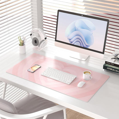 Large Mouse Pad Pink, PU Leather Desk Mat, 31.5" x 11.8"